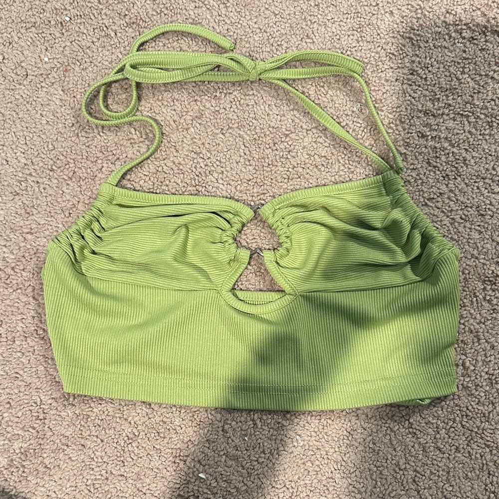 Green Halter Crop Top